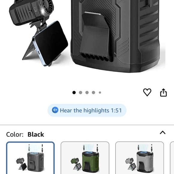 Portable Mini Fan with Clip & LED Light β Rechargeable, 4-Speed, Low Noise - Picture 2 of 7